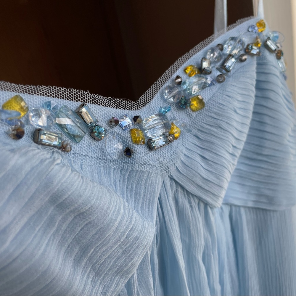 NWT BCBG maxazria 100% silk gown sky blue